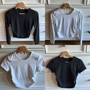 Lululemon All it takes shirts, 4 tops, Sz 4, Black and White